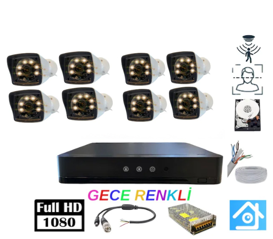 5mp 1080p 8 Kameralı Güvenlik Kamerası Seti