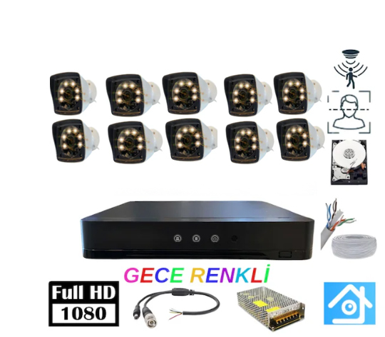 5mp 1080p 10 Kameralı Güvenlik Kamerası Seti